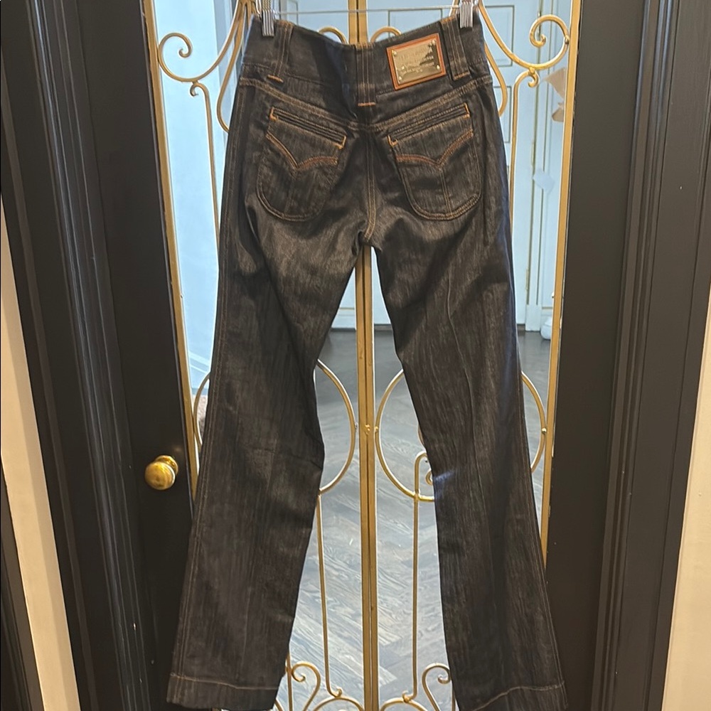 Dolce & gabbbana pocket lamb leather Jeans nwt size 42 dark blue boot wider leg - Picture 12 of 15